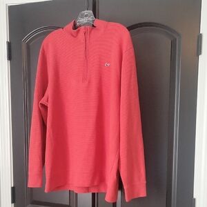 Vineyard Vines Men's Coral Zip-Up Sweater